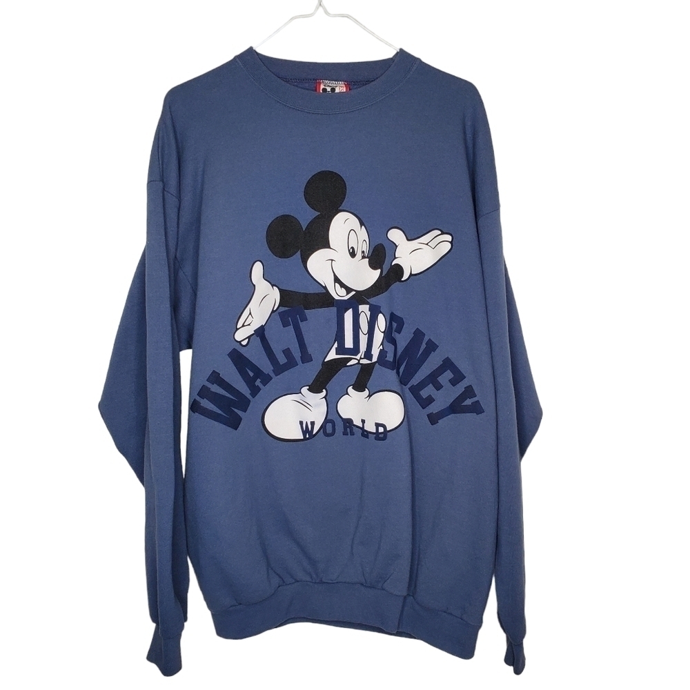 Vintage Walt Disney World Sweatshirt,  Blue Long Sleeve with Mickey Mouse Sz OS